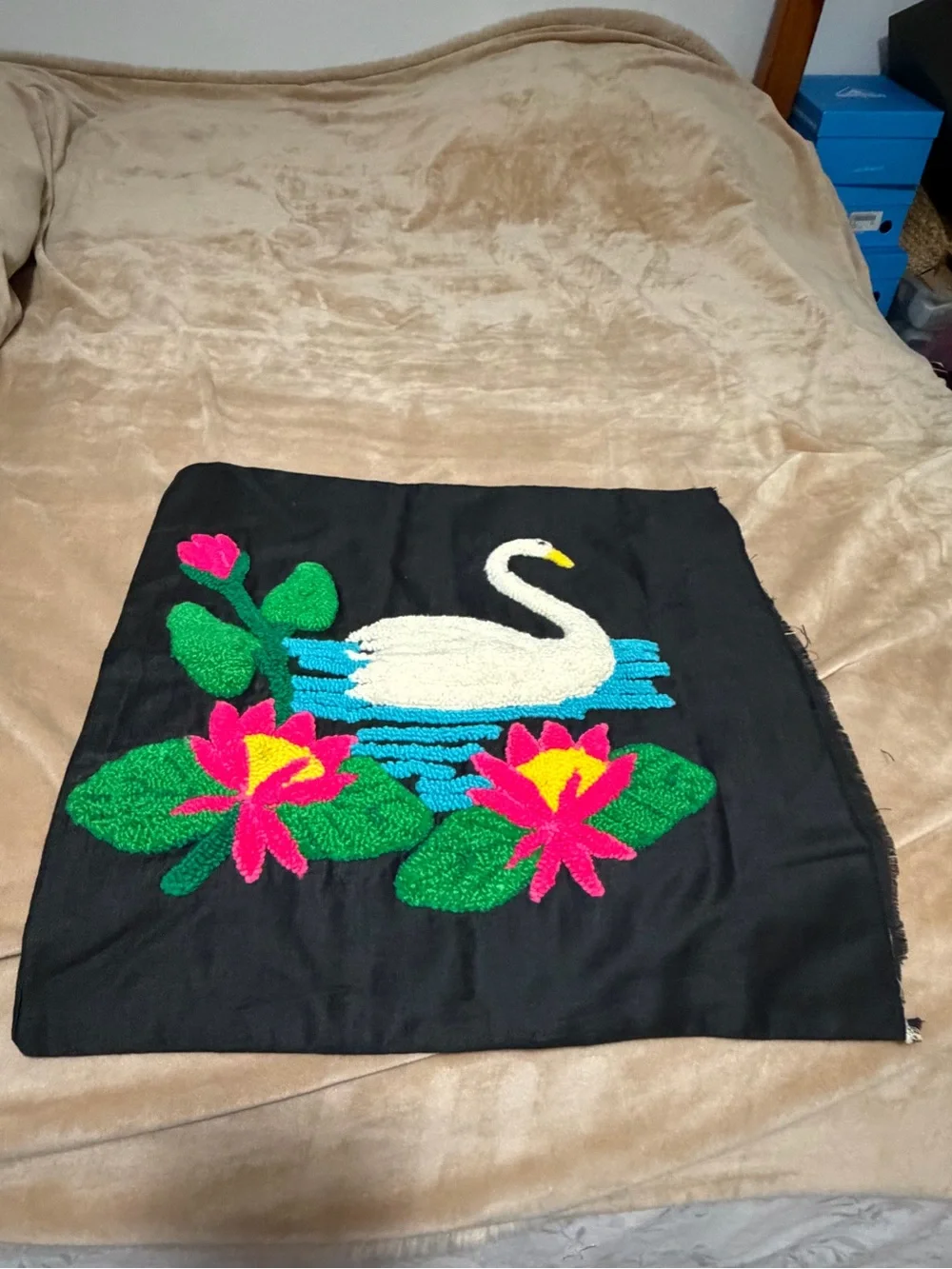 Vintage 1940’s Punch Embroidered Throw Pillow Case Cover Handmade